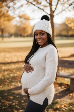 Bonnet blanc pompon noir