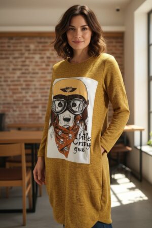 Robe chien pilote moutarde Taille unique